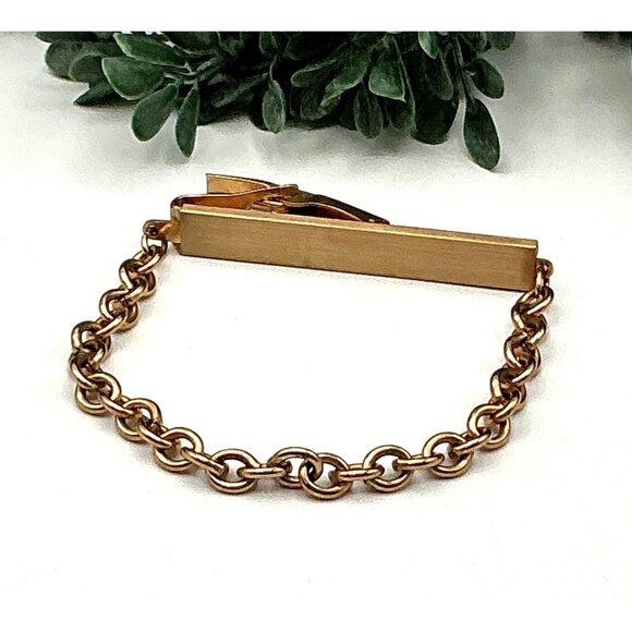 Vintage Sarah Coventry Gold Tone Tie Bar With Chain - Picture 1 of 3